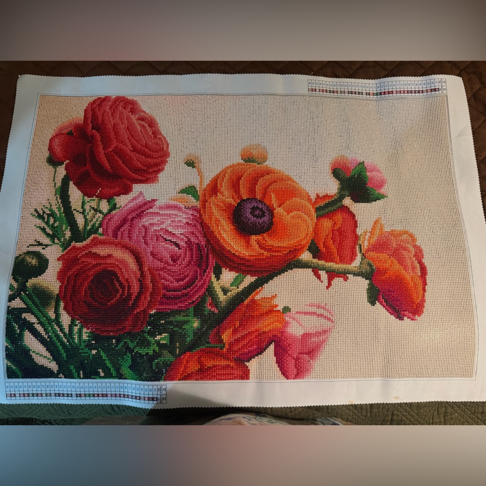 Floral Tapestry Art with Vibrant Colors